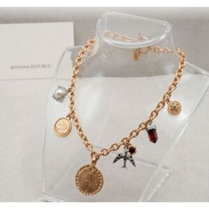 Banana Republic SENTIMENTAL CHARM NECKLACE Crystal Charm Bird Necklace NWT 68